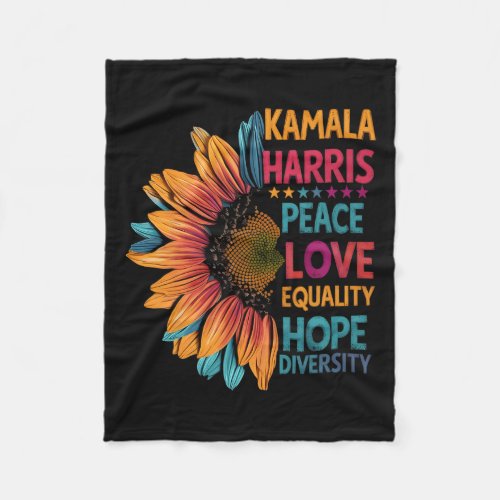 Colorful Peace Love Equality Hope Diversity  Fleece Blanket