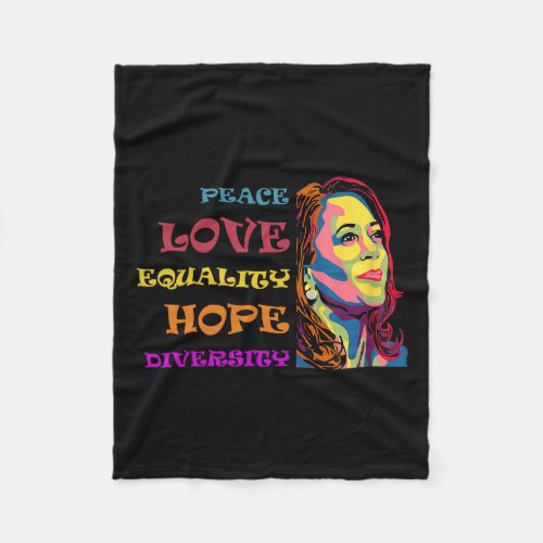 Colorful Peace Love Equality Hope Diversity Vintag Fleece Blanket