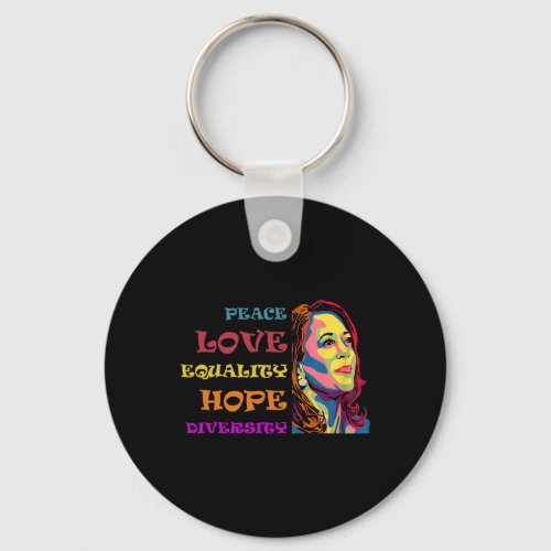 Colorful Peace Love Equality Hope Diversity Vintag Keychain