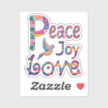 Colorful Peace Love Joy Christmas & Hanukkah Sticker<br><div class="desc">This vibrantly colorful hand-painted design is a perfect way to level up your seasonal holiday gift giving!</div>