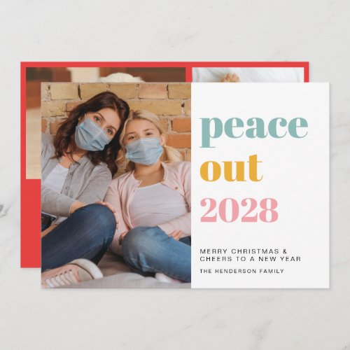 Colorful Peace Out 2020 Photos New Year Christmas Holiday Card