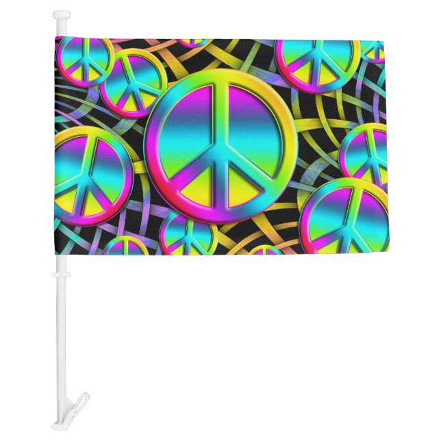 Colorful PEACE pattern - make love not war Car Flag (Front)
