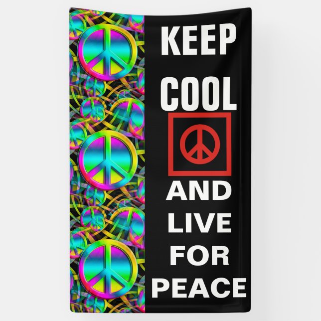 Colorful PEACE seamless pattern + your ideas Banner (Vertical)