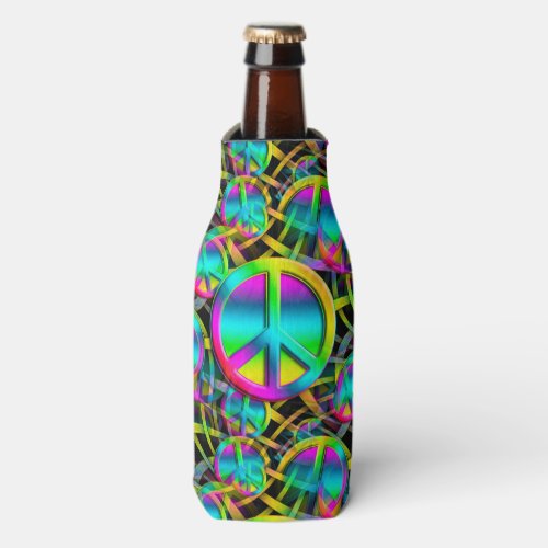 Colorful PEACE seamless pattern  your ideas Bottle Cooler