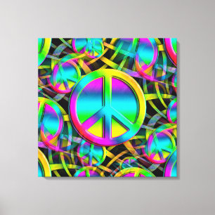 Colorful PEACE seamless pattern + your ideas Canvas Print