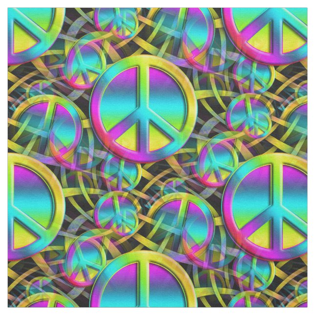 Colorful PEACE seamless pattern + your ideas Fabric (Swatch)
