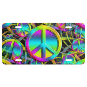 Colorful PEACE seamless pattern + your ideas License Plate