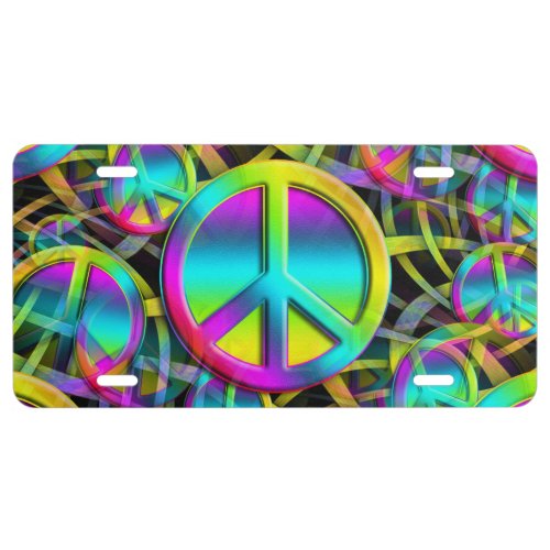 Colorful PEACE seamless pattern  your ideas License Plate