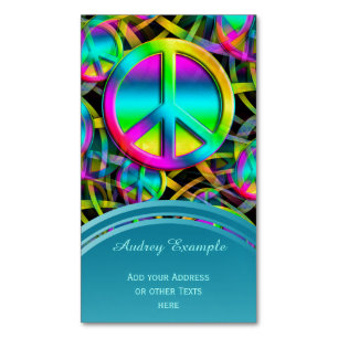 Colorful PEACE seamless pattern + your ideas Magnetic Business Card