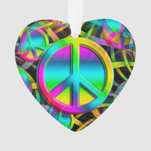 Colorful PEACE seamless pattern + your ideas Ornament