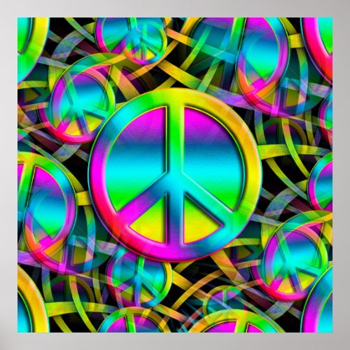 Colorful PEACE seamless pattern  your ideas Poster