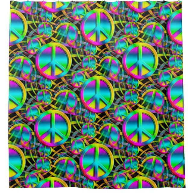 Colorful PEACE seamless pattern + your ideas Shower Curtain (Front)