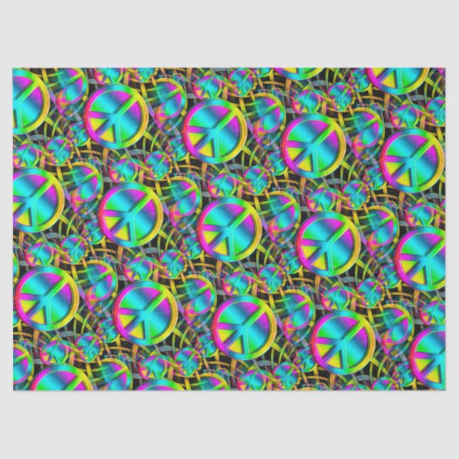 Colorful PEACE seamless pattern + your ideas Tissue Paper (Front)
