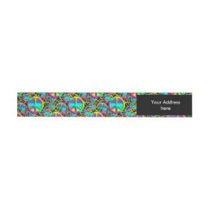 Colorful PEACE seamless pattern + your ideas Wrap Around Address Label