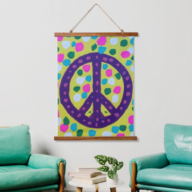 Colorful Peace Sign Acrylic Art Hanging Tapestry (Living Room)