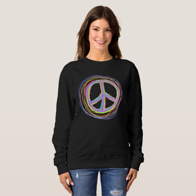 Colorful Peace Sign Art to Wear Sweatshirt (Front Full)