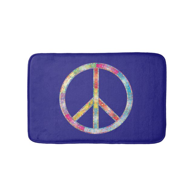 Colorful Peace Sign Bath Mat (Front)