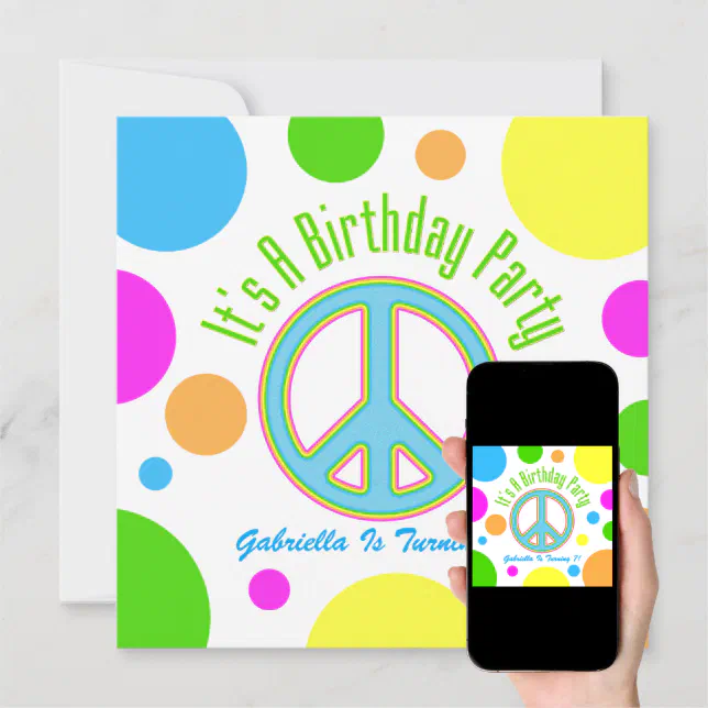 Colorful Peace Sign: Birthday Party Invitations | Zazzle