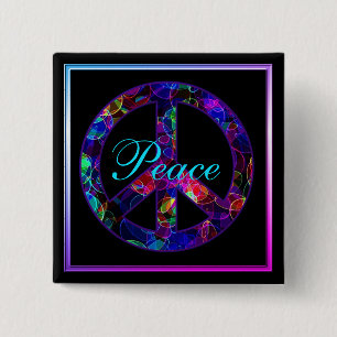 Colorful Peace Sign Button