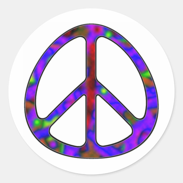 colorful peace sign classic round sticker (Front)