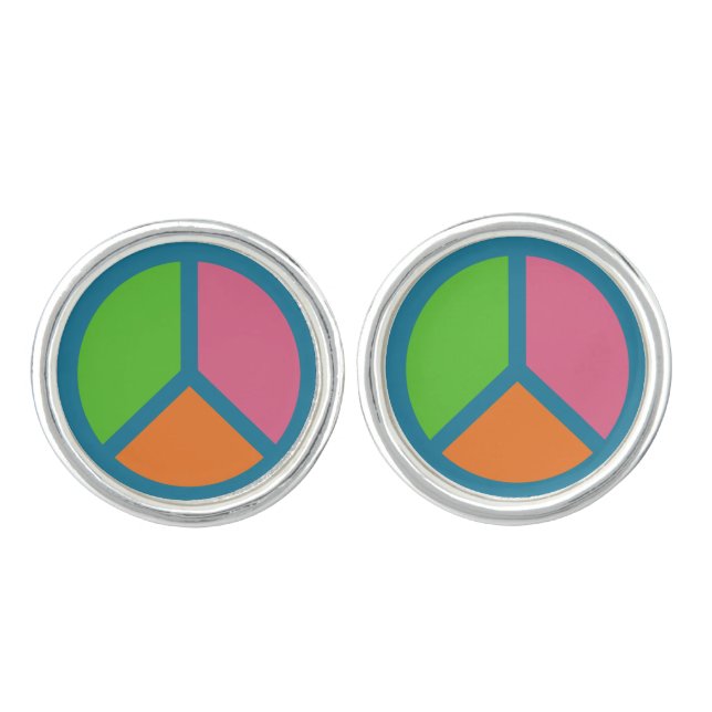 Colorful Peace Sign cufflinks (Front)