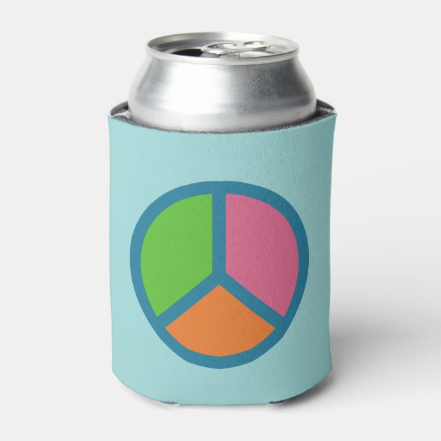 Colorful Peace Sign custom monogram drink coolers (Can Front)