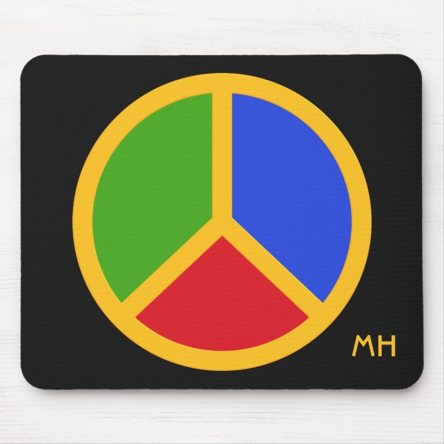 Colorful Peace Sign custom monogram mousepad (Front)