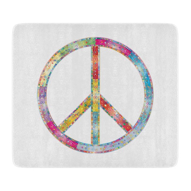 Colorful Peace Sign Cutting Board (Front)