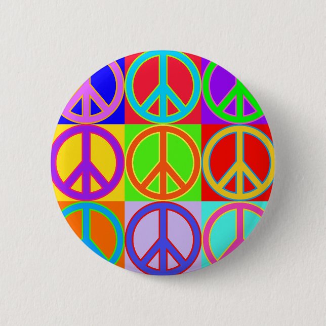 Colorful Peace Sign Design Button (Front)