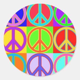 Colorful Peace Sign Design Classic Round Sticker