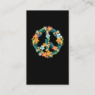 Colorful Peace Sign Flowers 60s 70s Hippie Business Card