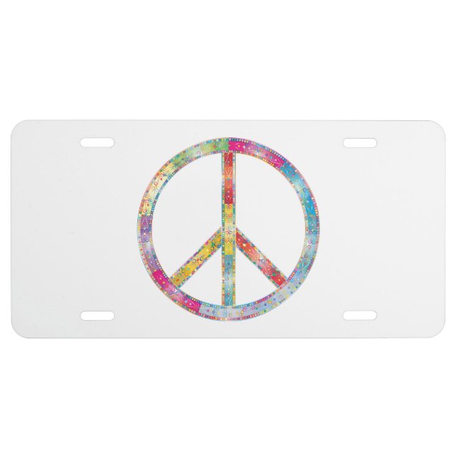 Colorful Peace Sign License Plate (Front)