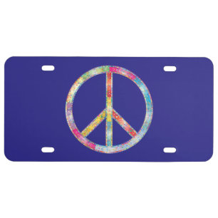 Colorful Peace Sign License Plate