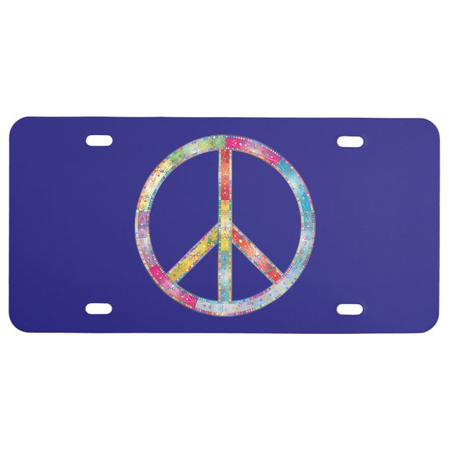 Colorful Peace Sign License Plate (Front)