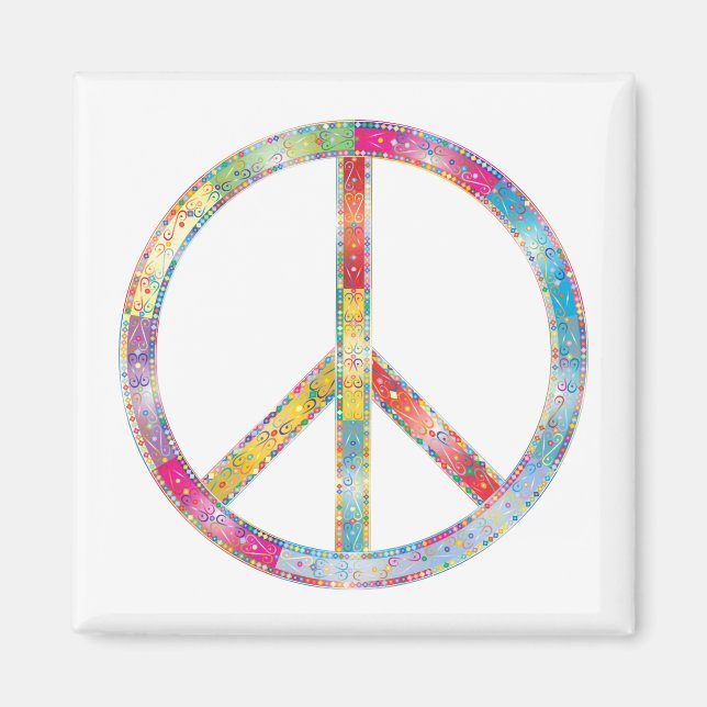 Colorful Peace Sign Magnet (Front)