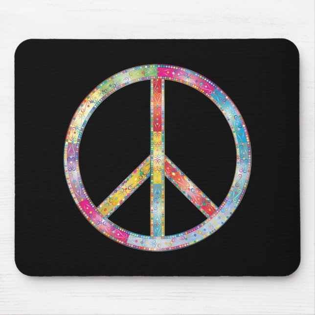 Colorful Peace Sign Mouse Pad (Front)
