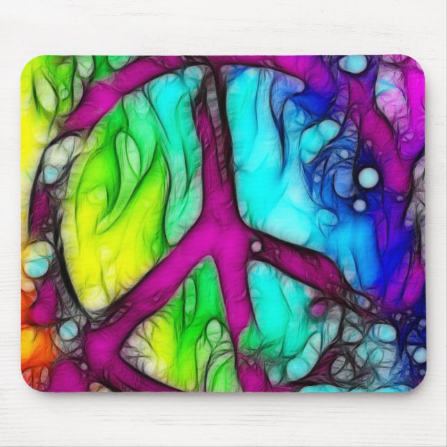 Colorful Peace Sign Mouse Pad (Front)