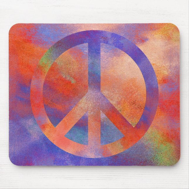 Colorful Peace Sign Mouse Pad (Front)