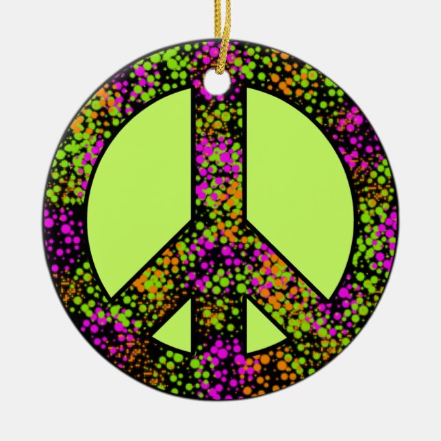 Colorful Peace Sign Ornament (Front)