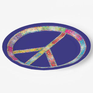 Colorful Peace Sign Paper Plates