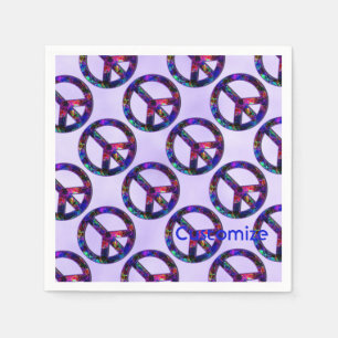 Colorful Peace Sign Pattern Lavender Napkins