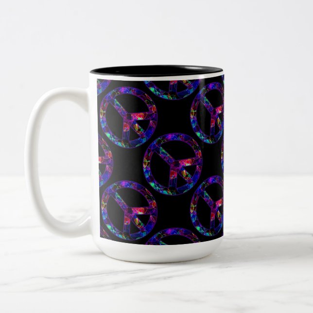 Colorful Peace Sign Pattern Mug (Left)