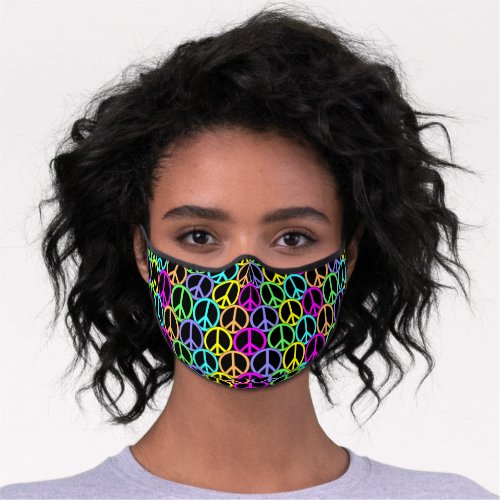 Colorful Peace Sign Pattern Premium Face Mask