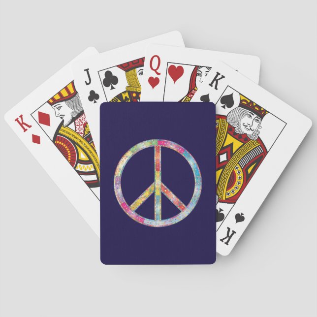 Colorful Peace Sign Poker Cards (Back)