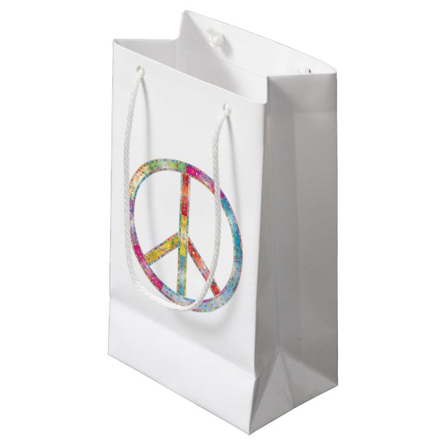 Colorful Peace Sign Small Gift Bag (Front Angled)