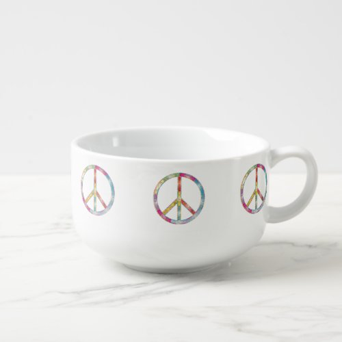 Colorful Peace Sign Soup Mug