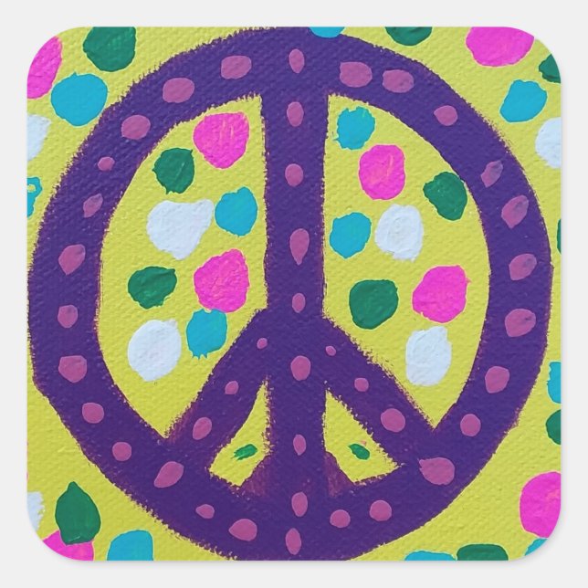 Colorful Peace Sign  Square Sticker (Front)