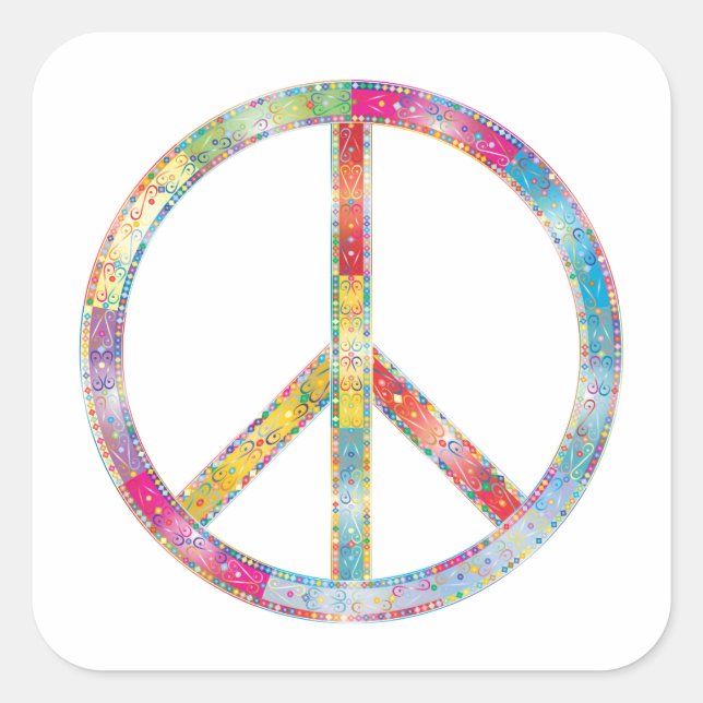 Colorful Peace Sign Square Sticker (Front)