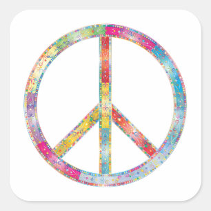 Colorful Peace Sign Square Sticker
