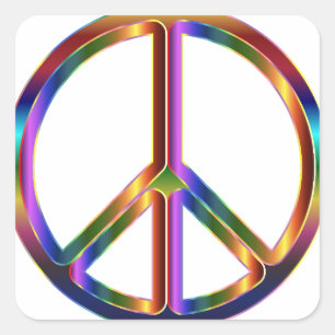 Colorful Peace Sign Square Sticker